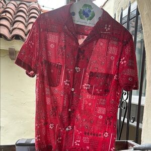 IRO Red Patterned Casual Button Down Shirt
